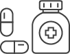Illustration of pills and a bottle