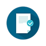 Icon of a document with a checkmark on it