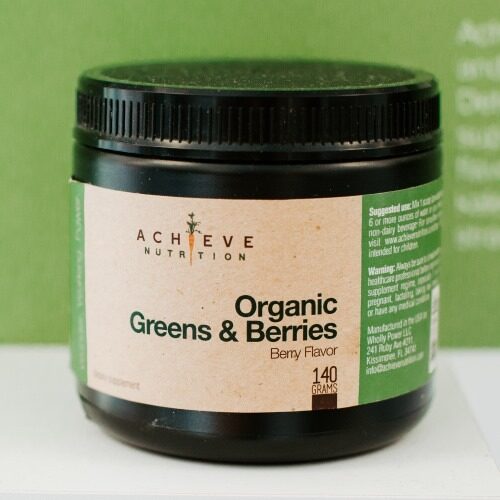 Achieve Nutrition Jar of Organic Greens and Berries